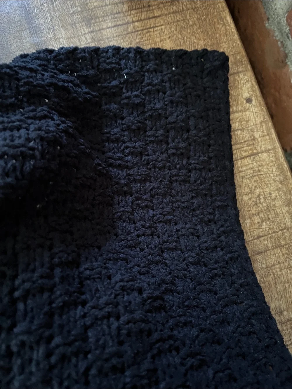 Martha Stewart Black Throw with White Crochet Ghost